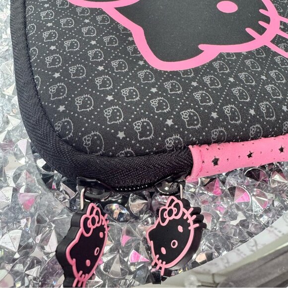 Hello Kitty Black and Pink Tablet Sleeve laptop case zipper pulls 2012 deadstock - Picture 2 of 9